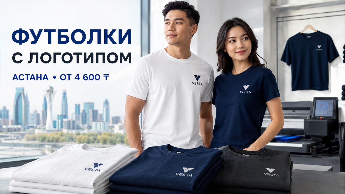 Сколько стоит печать логотипа на футболках в Астане