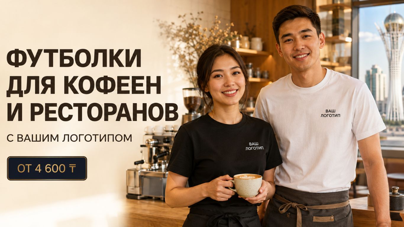 Футболки с логотипом для кофеен и ресторанов в Астане